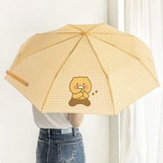 체크패턴 3단 수동 3단 우산-춘식이 캐릭터