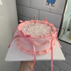 서울 용산구 이태원 리본케이크 발레코어 레터링케이크 커스텀 수제케이크 기본발레리본1호 바닐라, 700g, 1개