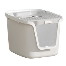 封閉式防濺易清理貓砂盆, 全新升級【頂入式貓砂盆】-灰, 1個