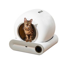 tonepie 全自動智能貓砂盆，APP遠程控制，封閉除臭，低噪音，多種貓砂適用, 白色, 1個