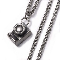 照相機項鏈 相機吊墜 日韓單反相機吊墜鈦鋼嘻哈男士項鏈 不掉色個性掛鏈, 配龍骨鏈55CM【鏈粗4MM】, 1個, 配龍骨鏈55CM【鏈粗4MM】