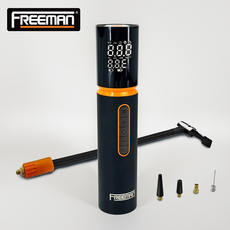 충전식 타이어 게이지 공기주입기 충전 펌프 C 타입 FREEMAN 프리맨, Black & Orange, 1개