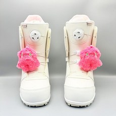 1+1] 스키 스노보드 신발 장식 / 귀여운 인형 키링 고리, 1개, 핑크 플러시 몬스터 한 쌍