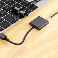 사운드 카드 어댑터 헤드폰 및 마이크 홀 3.5mm USB 외부 컨버터 와이어 노트북 블랙