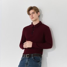 [슈페리어] 남성 기모 카라 티셔츠 와인