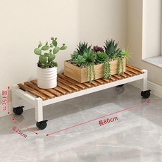 多層階梯楠竹花架，帶輪可移動，長80cm, 長80*寬25*高15 滑輪款 - 白架, 1層
