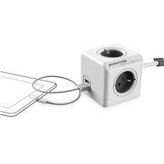 파워아트큐브V1 선없는 4구 USB 고용량 디자인멀티탭, 1개, 화이트, 77mm