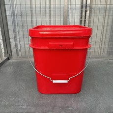 新品 發票含稅方形塑料桶帶蓋四方桶5/6/12/20/25陞大桶垃圾桶加厚全新料包裝桶釣魚桶食品級方形帶蓋水桶, 25陞紅方桶鐵提手, 1個