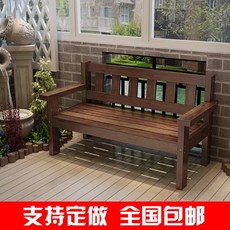야외용 벤치 복고풍 원목 골동품 발코니 레저 야외 등받이 기다란 소파 의자 공원 방부목 심플한 디자인, 3)Length 100 Width 50