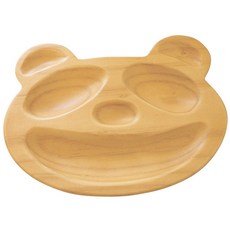 日本Spice PETITS ET MAMAN 造型木質餐盤 原木餐具 環保餐具 耐摔餐具, 1個, 趣味熊貓