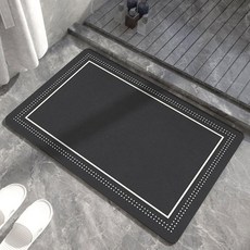 흡수 미끄럼방지 욕실매트 실리카토양 바닥 발매트 가정용, 블랙 체크, 1개