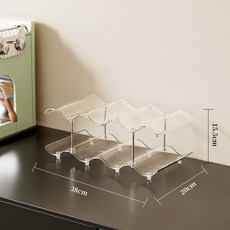 杯子收納置物架桌面水杯架吧檯咖啡茶馬克杯撞色波浪形多層整理架, 1個, 透明 2層:如圖