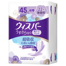 Whisper 無香型超薄成人護墊 45cc, 1個, 22個墊子