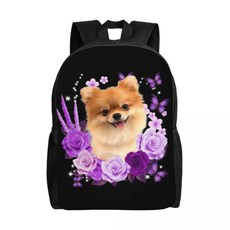 포메라니안 드워프 스피츠 배낭 캐주얼 대학 학교 애완 동물 강아지 가방, 1개, 8. 12
