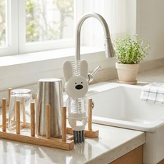 리브고 토끼 다용도 세척 브러쉬 틈새 세척솔 텀블러 물병 빨대 컵뚜껑, 1개, 화이트