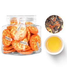 재스민차 보이차 작은 차병 노점 찰찰향 차병 나품 운남 보이숙차 작은 원병 찻잎, 1개, 진피 백차 200그램