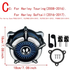 RSD 오토바이 CNC 터빈 공기 청정기 필터 흡입구 할리 스포츠스터 다이나 소프테일 투어링 스트리트 글라이, 02 Blue Filter C