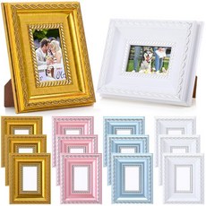 Fiwochic 12피스 5.1 x 7.6cm(2 x 3인치) 화이트 소형 사진 프레임 벌크 미니 빈티지 앤티크 화려한 레트로 바로크 사진 프레임 백보드 포함 벽걸이 테이블 탑, 2 x 3 Inch, 12, 다채로운 색상