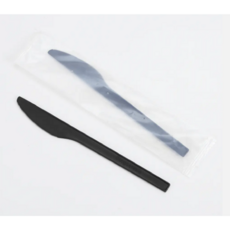 이솔산업 생분해 사탕수수 친환경 PLA 일회용 나이프(블랙)-개별포장 100개, 1개입