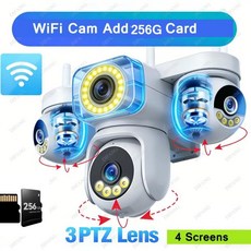 디팡 신형 홈 감시 카메라 렌즈 화면 모터 배줌 무선 보안 야외, B. EU 플러그, 4. 10K Add 256G SD Card