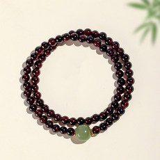 오누이디스플레이 여성용 행운을 부르는 가넷 원석 레이어드 두줄팔찌