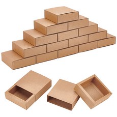 20개 미니서랍식 크라프트지 사탕 상자 투명창 선물상자 12x12x4cm, 갈색
