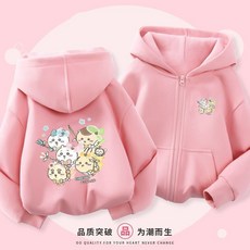 兒童外套 秋冬上新春秋女寶拉鏈連帽上衣兒童卡通印花外套中大童休閒百搭開衫