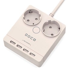 보코 USB 2구 멀티탭 전선형, 2m, 크림, 1개