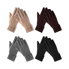 SATIN 새틴IOR 4쌍 겨울 장갑 여성용 터치 스크린 방풍 울 따뜻한 플리스 안감 추운 날씨용 브라운 카키 블랙 그레이 단일 사이즈 284239, SATIN 새틴IOR 4쌍 겨울 장갑 여성용 터치 스크