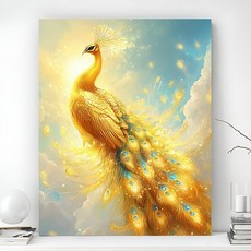 돈벼락 재물복 보석십자수 액자 캔버스형 DIY 패키지 돈 들어오는 그림 풍경 동물 꽃식물 3D 금전운 풍수 그림 40X50cm, 1세트, 재물 황금 공작