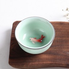 푸른 물고기 잔 B 찻잔 대만 물고기잔 보이차잔, 푸른물고기잔B, 1개