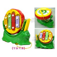 寶貝玩具屋 歡樂小蝸牛二合一拉線敲打琴鼓組, 1個