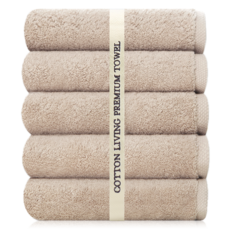 코튼리빙 고급 호텔 수건 두툼한 고중량 콤팩트 코마사 40수 220g 타올, 크림, 5개