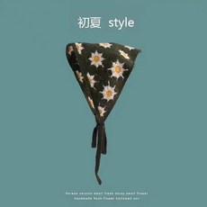 無品牌 小雛菊 花朵 針織鈎花 三角頭巾髮帶
