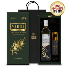 [선물세트] 베르데 엑스트라버진 올리브오일 1L + 오일스프레이 + 쇼핑백, 1세트
