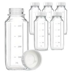 미르 사각 밀폐 갤런 눈금 유리병, 500ml, 6개