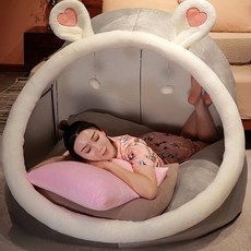 토끼 고양이 모양 놀이텐트 놀이집 동굴텐트 놀이방 거실 플레이하우스 키즈텐트 고양이집 강아지집, B. 라이트 그레이 래빗 (레귤러)