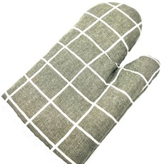 두꺼운 오븐장갑 양손 제빵 피자 에어프라이어, 1세트, 그레이 체크무늬