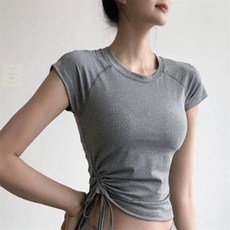 끈이스토어 필라폴 주름 반팔티 요가트레이닝복 명상복