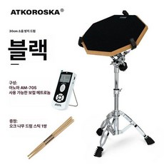 스틱 스탠드 연습용 드럼패드 풀세트, 1개, 블랙 스탠드 메트로놈 포함