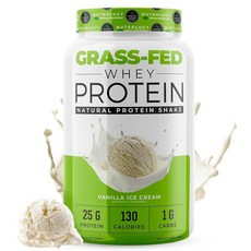 Nutrology 목초 사육 유청 단백질 파우더 냉 가공 및 아미노산 린 근육 회복 성능 향상 28회분 쉐이크 블렌딩 또는 베이킹 바닐라 아이스크림 맛 197938, 1개