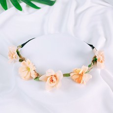 셀프 웨딩 촬영용 조화 화관 꽃머리띠, 화관 A타입 - 오렌지