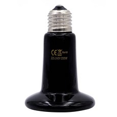 발열전구 온열 열등 1개 반려동물 난방 램프 블랙 적외선 세라믹 이미 터 열 전구 Brooder 파충류 25W 50W 75W 100W 150W 200W, Black 200W