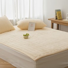 스테이 코지 장모 극세사 고정밴딩 침대패드, 바닐라크림