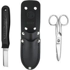 KLEIN TOOLS 멀티툴 휴대용 다용도 클라인 툴스 46037 전기 가위 케이블 스플라이서 나이프 및 2포켓 가죽 파우치 와이어 스트리핑 노치가 있는 스트립 19 23 AW, Cable Splicer's Kit