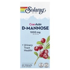 단백질 비타민 철분 마그내슘 칼슘 Solaray CranActin® D-만노스 베지 캡슐 60정 고루고루섭취해주세요, SolarayCranActinD만노스베지캡슐60정, 1개