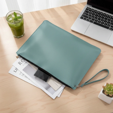 무무비 A4 가죽 스트랩 클러치 파일 홀더 서류 계약서 화일, 1개, 라이트블루