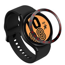 LuA lovel Galaxy Watch5/Watch4/Watch4 Classic 相容 金屬錶圈 保護 設計 錶圈環, E黑色/紅色