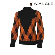 [와이드앵글] WWW22K42O4 여성 CF 아르떼 체크 방풍 스웨터 (Orange)