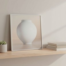 아노유 재물운 들어오는 달항아리 그림 액자 [화이트 철제 프레임], 화이트 메탈